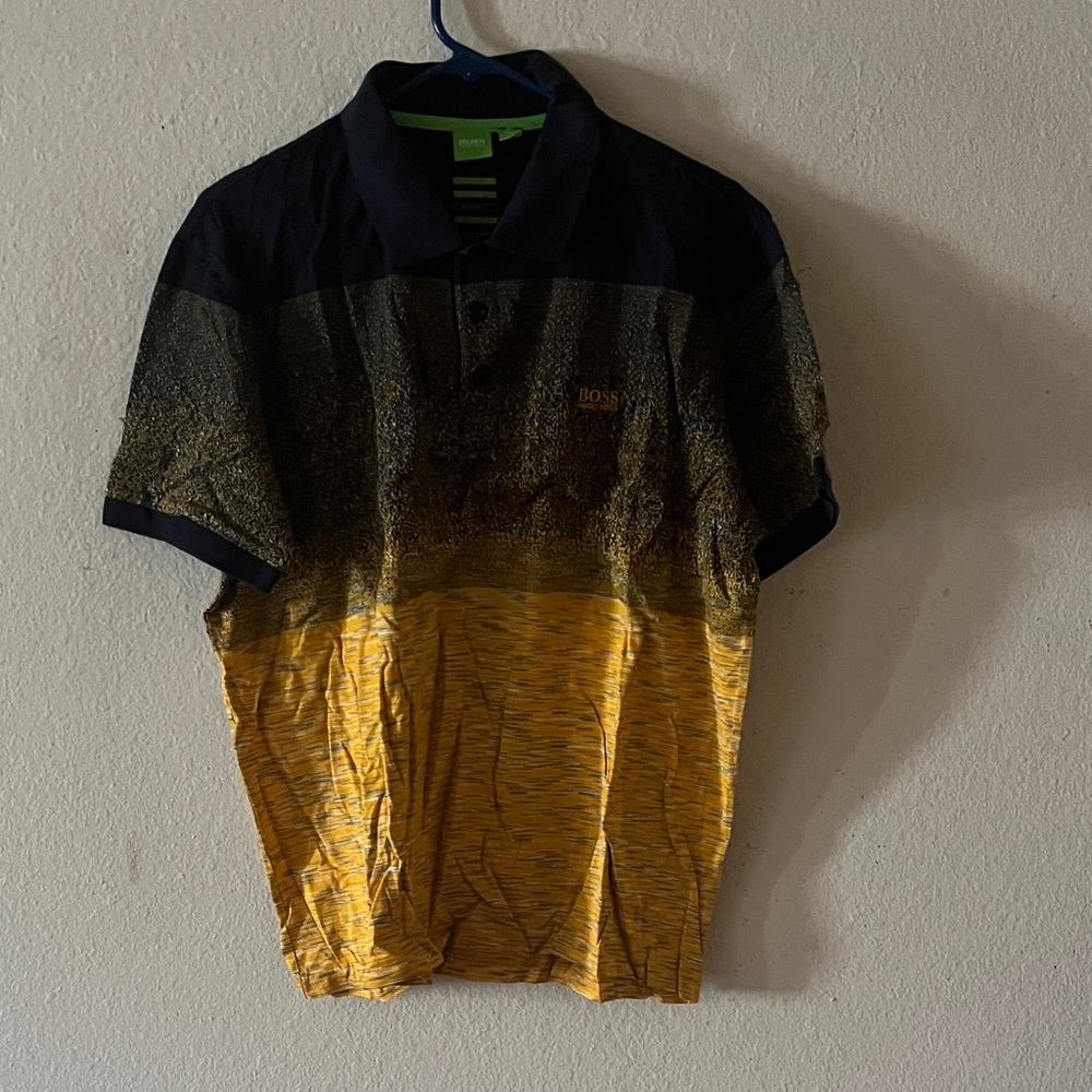 Boss Men's Black and Yellow Polo Shirt